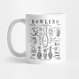 Bowling Pin Ball Bowler Retro Vintage Patent Print Mug